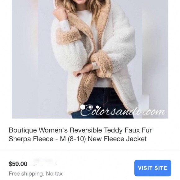 LAST ONE 👀TAN AND CREAM FURRY CARDIGAN JACKET - Picture 4 of 4